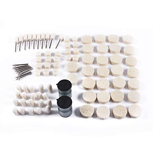 90pcs 研磨 フェルト ホイール リューター バフ 鏡面磨き 軸付フェルトホイール 金属磨き 電動ドリル用 円筒型 フェルトバフ ポリッシャー 研磨バフ 研磨ホイール