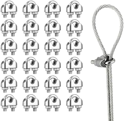 樂天商城 - ワイヤーロープクリップ 2mm-12mm M2 ステンレス鋼 24個入り ケーブルクリップ ケーブル固定金具 ロープ止め金具 ワイヤー 固定 サドルクランプ【M2】