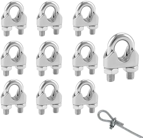 ワイヤークリップ10個セット M3 ロープ止め ステンレス 固定金具 304ステンレス鋼 耐久性 ワイヤロープの端末加工に用...