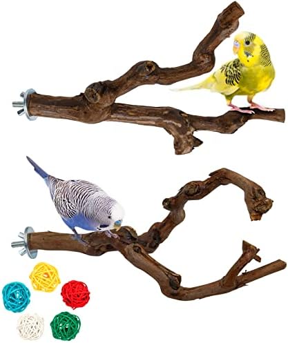 2本セット インコ とまり木 天然素材 爪とぎパーチ 鳥用品 休み場所 オウム パーチ バランス練習 おもちゃ ストレス解消 取り付け簡単 ケージスタンド