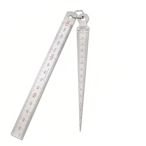 テーパーゲージ ゲージ深さ定規 穴検査測定ツール 2個 ウェッジテーパー 1-15cm シルバー