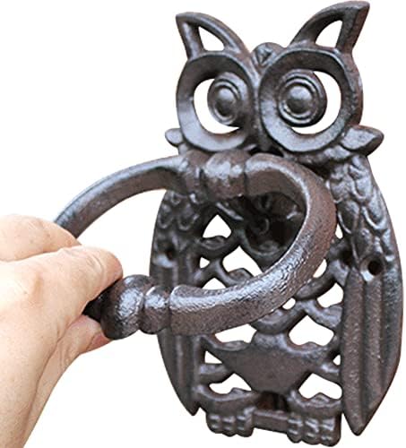 ドアノッカー アンティーク デコレーション 動物 デコレーション 鋳鉄 レトロ ガーデン 庭（フクロウ）