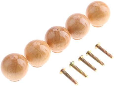 Rakuten - 木製取っ手 つまみ 引き出しノブ ナチュラル ウッド 食器棚 たんす 家具 扉 金物 棚 ねじ付き 木色 28 × 29mm 5個 × 5個