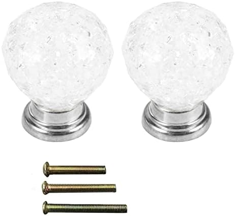 つまみ 透明 丸型 28mm 引き出しノブ クリスタルガラス キャビネットハンドル DIY 2個入 クリアー【単..