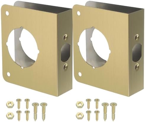 ドア補強プレート 2セット 1-3/8インチ厚 4-1/2インチサイズ ドアノブロックラッチデッドボルトカバー..