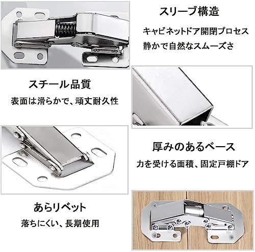 スライド丁番補修 4個セット 隠れヒンジ 鋼製丁番 ドアヒンジ キャビネットヒンジ ...