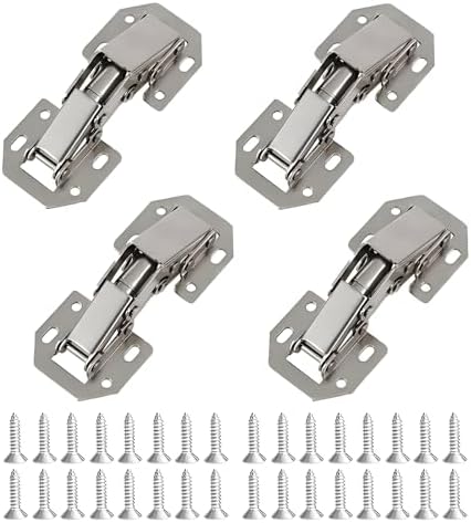 ステンレス製 スライド蝶番 キャビネットヒンジ 丁番起こし ヒンジ 隠れヒンジ 4個セット ネジ付き32枚..