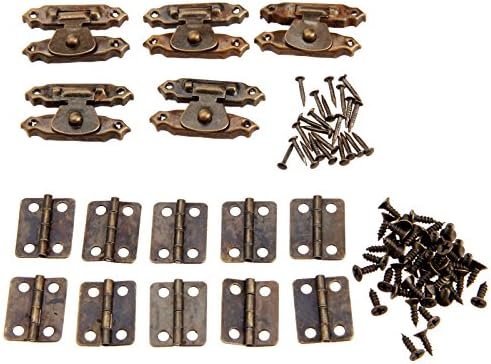 蝶番 ヒンジ(10枚) 木箱ロック ボックスラッチ(5枚） 平蝶番 丁番 ミニ蝶番 木箱用のヒンジ ウェアヒン..