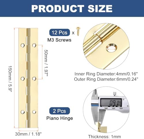 MSMint マルチツール 替刃 販売店の2個 ピアノ蝶番 15cm ステンレス ヒンジ キャビネット 戸棚用｜アングル2
