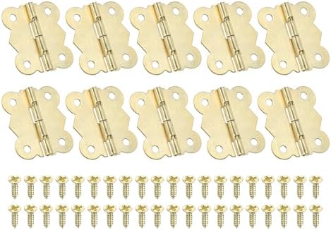 小さな宝石ボックスヒンジ 1-1/4" 10個パック 180度ミニバタフライヒンジ 宝石ボックス用金具 40本 ネ..
