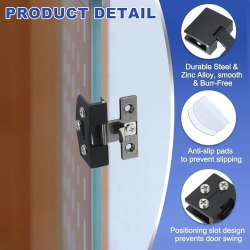 1-3/16インチ キャビネットガラスドアヒンジ 4個 ワインキャビネットクランプ フレ...