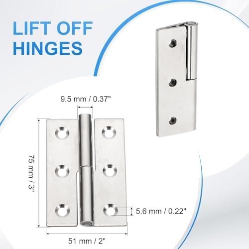 2個のリフトオフヒンジ、3インチの取り外し可能なリフトオフヒンジ、右利き用のス...