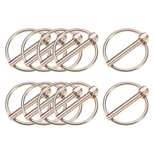 11/64"リンチピン（リング付き）10個セット 1-1/4"ロックピン カーボン鋼製 ボート/トラック/トラクター/トロリー/芝刈り機用 4.5x32mm