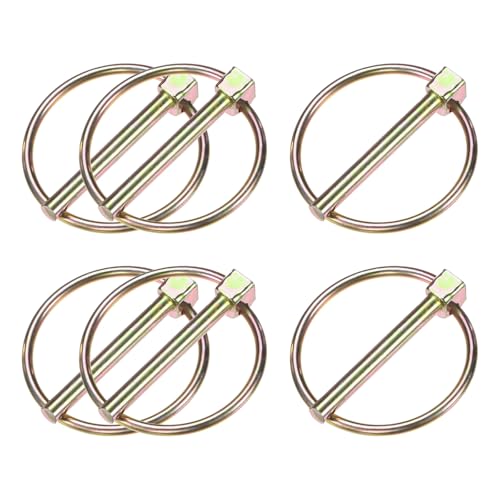 1/4" リンチピン with リング 1-31/32" 炭素鋼リンチピン ロッククリップファスナーピン 6x50mm カラーズ亜鉛 6パック