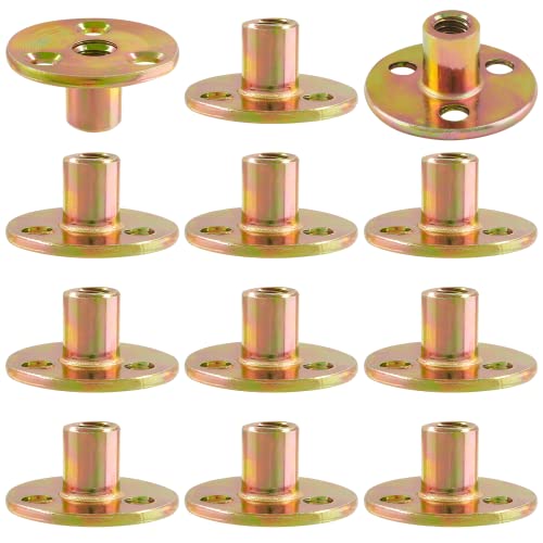 Tナット 12個 3/8インチ-16 鉄板 ナット ねじ込み式 フランジ挿入 メスねじ 家具 ハードウェアアクセサ..