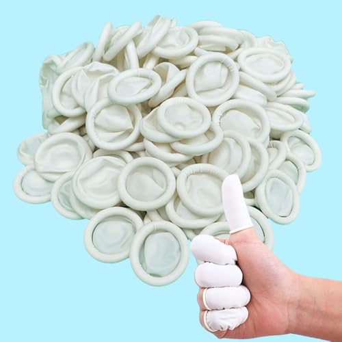 ラテックスフィンガーコット 天然ゴム製 指先保護美容実験作業用 滑り止め・静電気防止・防水指先の擦..