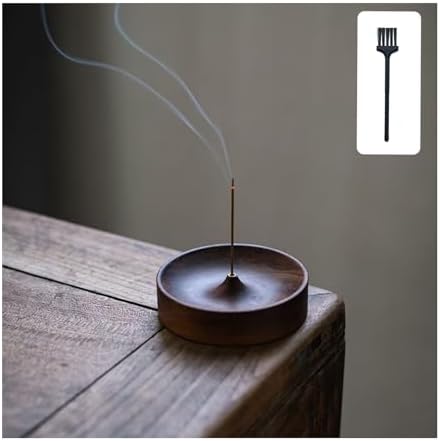 お香立て 小さい 香炉 おしゃれ 木製 線香皿 シンプル お香置き 灰がこぼれない 持ち運び便利 茶 ...