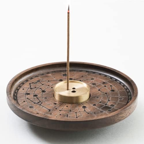 お香立て, 星座 線香立て, 真鍮製 インセンスホルダー 香炉 瞑想 茶道 香道 ヨガ のため 贈り物 (Φ12 x 2.5 cm)