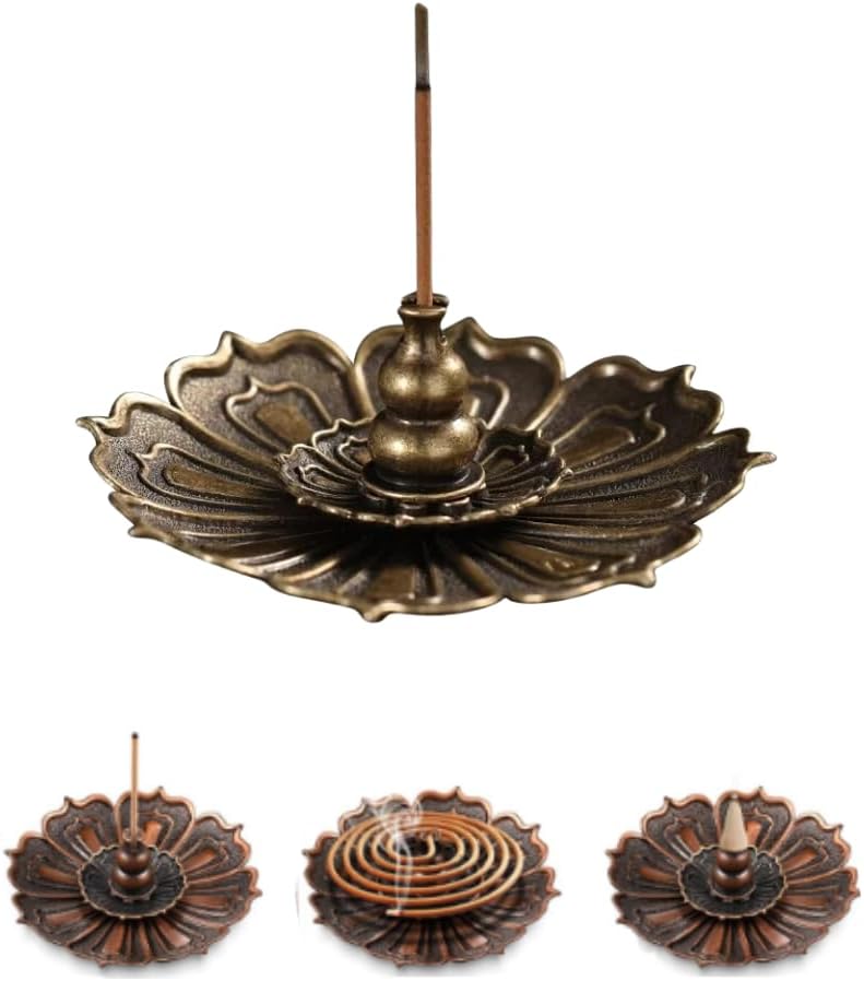 お香立て ミニ 線香立て 線香 お香たて 癒しグッズ リラクゼーション 瞑想 書斎 茶屋 ヨガ館用 蓮-琺瑯..