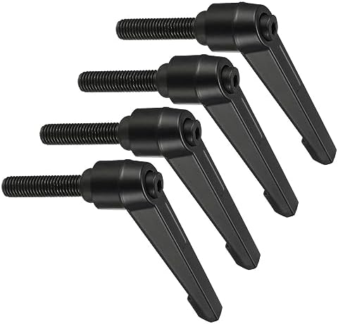 クランプレバーハンドル M10 x 40mm オスねじ 調整可能 クイックリリース 黒 旋盤機械用 4本入り