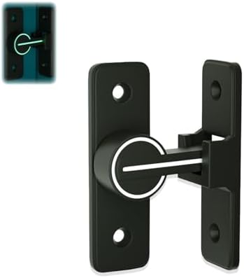 回転式 ドア留め金ロック 亜鉛合金 ドア留め金ロック 90度 留め具 取り付け簡単 玄関用 寝室 家庭用 セキュリティ対策(ブラック, 90度)