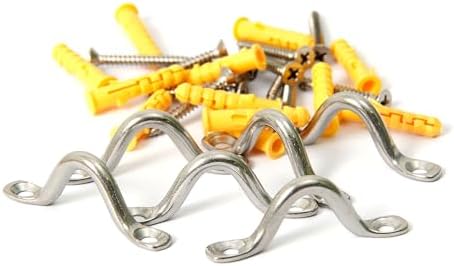 Rakuten - 金具 53mmx20mm 6個入り 壁掛けフック 吊り下げ金具 ひっかけフック 固定金具 アイプレート パッドアイ ステンレス製 固定 止め 金具 高強度