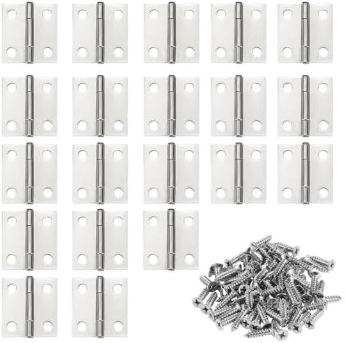 樂天商城 - ミニ蝶番 ステンレス平型蝶番 20個入り 25x24mm（ネジ付き80枚）4穴 折り畳みヒンジ 家具補修用