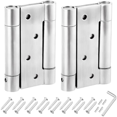 2pcs 100mmスプリングヒンジステンレス鋼振り子ドアヒンジ付きネジ 両開き スプリング蝶番 自由蝶番 ド..