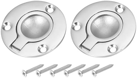 2インチ フラッシュリングプルハンドル、2個 ラウンド埋め込みドアプル隠しボートハッチラッチ、マリン..