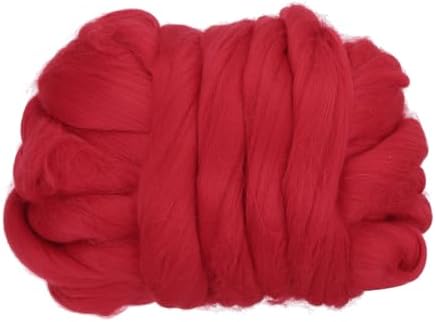ウールロービング糸 100G/3.53OZ ソフトフェルティングウール チャンキーロービング糸 ニードルフェルティング 編み物 毛布 紡績 織り DIY クラフト レッド