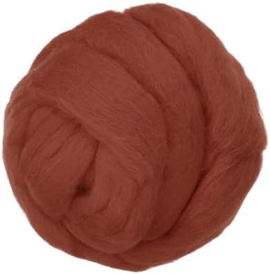 ウールロービング糸 80G/2.82OZ ソフトなフェルティングウール じゅん粋なチャンキーロービング糸 ニードルフェルティング 編み物 毛布 紡績 織り DIY クラフト レッド茶色