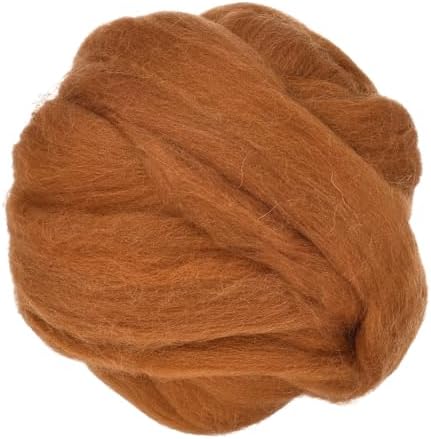 フェルティングウールバルク（100g/3.5oz） 天然ウールニードルフェルティングウール 織り 手芸 DIY作品用 ウッド茶色