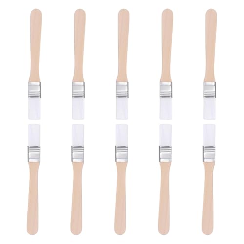 ペイントブラシ 10個入 ナイロン毛ブラシヘッド 木製ペン軸 木製ハンドル付き絵筆 画材筆 油絵筆 平筆 ..