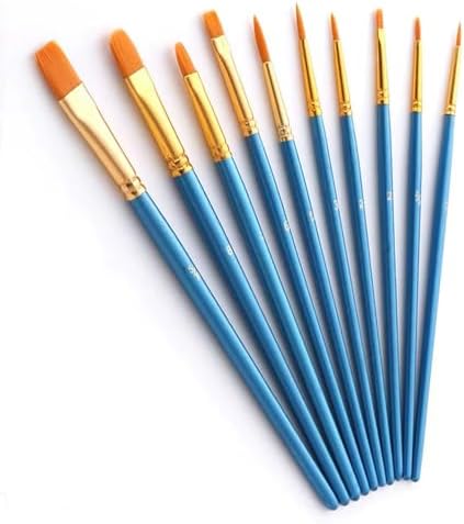 Rakuten - 10本筆 絵の具セット 絵筆 プラモデル アクリル 平筆 水彩筆 油絵 画材 絵の具筆 画筆 油絵筆 絵筆セット アートペインティスト用 油彩油絵用筆