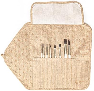 多目的ペイントブラシ8本セット - 合成ペイントブラシセット - トラベル水彩筆 - トラベルケース付き合..