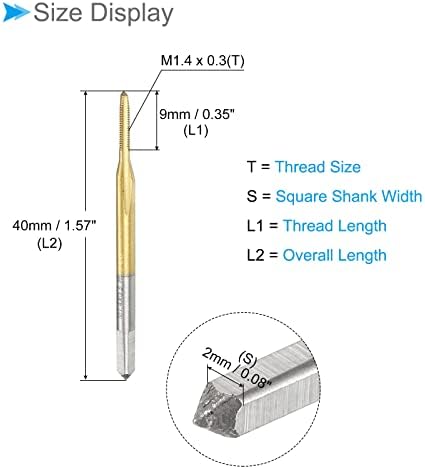 ネジタップ M1.4 x 0.3 チタンコーティング 3ストレートフルート ネジ切りツール ...