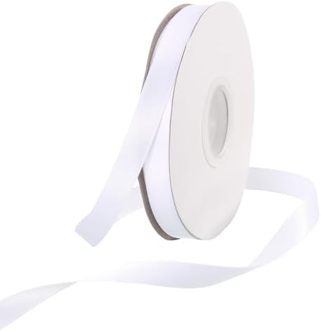 25ヤード 3/8インチ サテンリボン 厚手 両面グログランシルクリボン - 白