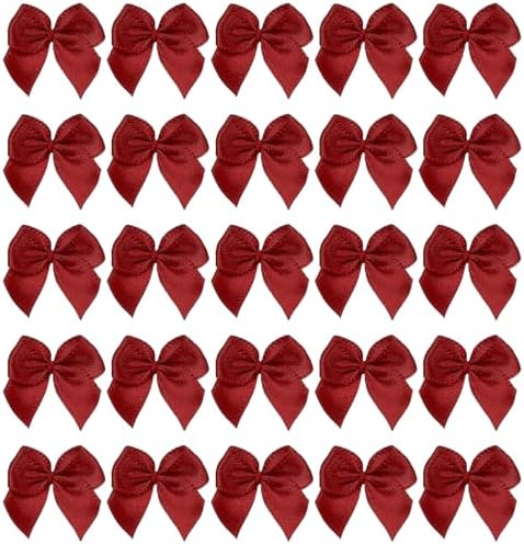 ミニサテンリボンボウ 200個 ダークレッド DIYクラフト用 デコレーション ウェディング 卒業式