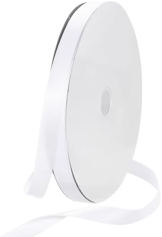 サテンリボン 厚手両面グログランシルクリボン 0.6インチ(15mm) 100ヤード ホワイト