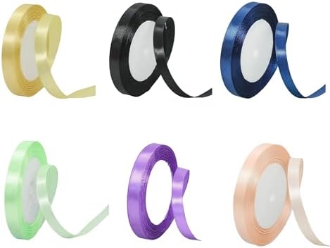 リボン 約22m/巻 6色セット サテンリボン ハンドメイド用 ちょう結び