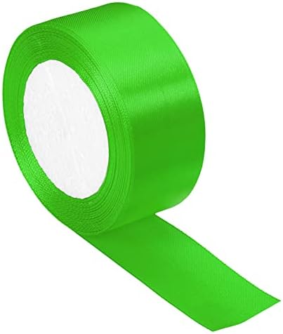 Rakuten - 幅38mm 22m サテンリボン 両面ソリッドクラフトロール パーティー ホーム DIY ラッピング 装飾用 グリーン