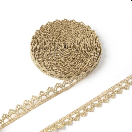 4.5m レース リボン トリム 飾り 刺繍 金色 4.5m