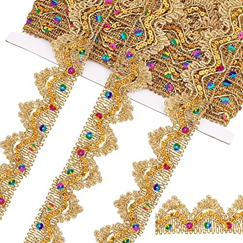 Rakuten - スパンコールリボン ゴールド 長さ約9m 幅38mm 手芸ブレード DIY装飾用品