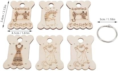 フロスボビン 6 PCS 木製 糸巻きボード 絶妙なパターン 刺繍フロスオーガナイザー ...