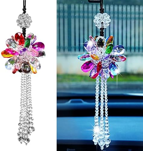樂天商城 - 車の装飾 車内装飾品 デコレーション品 ギフト カーペンダント 水晶のアクセサリー クリエイティブ バックミラーペンダント（デザイン：カラフルな虹色，1個入り）