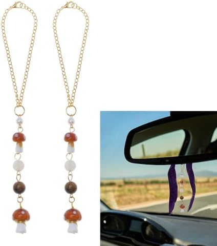 2個セット キノコ型飾り ウィンドウチャーム 車用吊り下げ装飾 カーアクセサリー つるし飾り