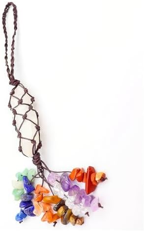 7 チャクラ クリスタル チップ タッセル ハンギング オーナメント - 風水 ヒーリング デコレーション カーチャーム & ホーム ゼン ボーホー ギフト