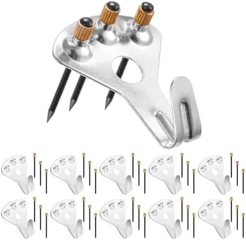 壁掛けフック シルバー 釘付き 10個入 強力耐荷重 おしゃれデザイン 目立たない 木ドア 木壁 パネル壁対応 画鋲フック 多機能フック