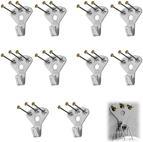 壁掛け フック 画鋲フック 多機能フック 釘付き メタリック シルバー 10点セット