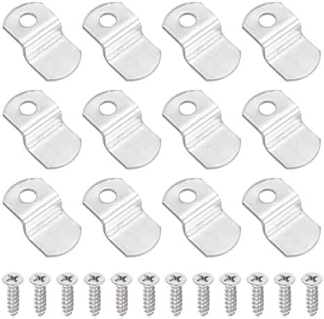 キャンバスクリップ 12個セット 金属製 ピクチャーフレーミングミラークリップ Z型マウント工具 写真絵画用マウントホール付き 銀色 ネジ12本付き